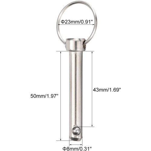 Quick Release Pin 8mmX50mm Marine Hardware for Boat Bimini Top Deck Hinge 1