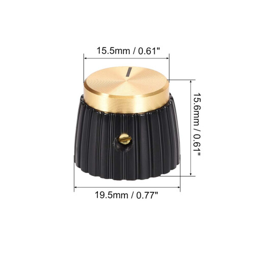 Potentiometer Knob Style Amplifier Replacement Knob Black with Gold Cap Volume Control Knob 1
