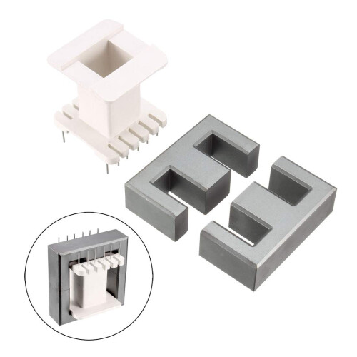 EE65A 6 with 6pin Transformer Bobbin PC40 Ferrite Core Vertical 2 Ferrite Halves and 1 Bobbin 1
