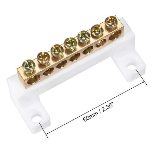 Copper Screw Terminal Block Connector Bar 100A Double Row Bridge Shape Ground Wire 7 Positions 2