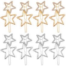 Mxxipp 8pcs Pinzas de Estrella para Mujeres, Clip de Cabello de Cristal Brillante, Barrettes Doble Estrella
