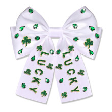 Clip de moño para el Día de San Patricio BVGA para mujeres, lazo verde brillante con trébol
