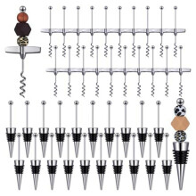 Qtmnekly Lot de 40 bouchons de vin perlés avec tire-bouchon de voyage - Bouchons décoratifs pour bouteilles de vin, parfaits pour la cuisine, le