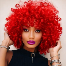 Pelo de crochet rizado jamaicano rojo corto 5 paquetes 2X 8 pulgadas rizado