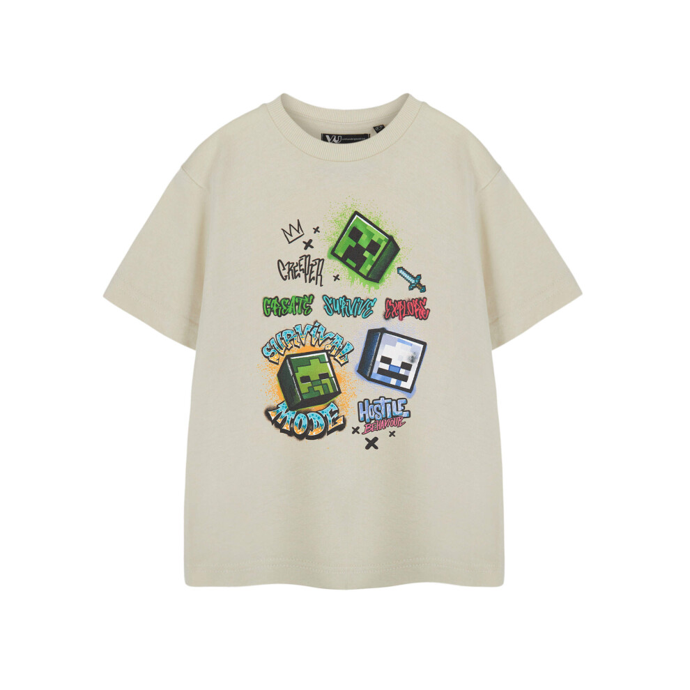 Minecraft (13-14 Years) Short Sleeved T-Shirt (Boys Beige)