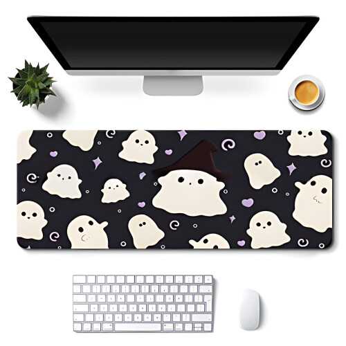 Søt spøkelsesmusematte Overdimensjonert skrivebordsmatte Tastaturmatte Musematte Halloween-pynt Spøkelsesdekorasjon på salg