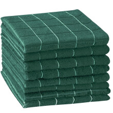 Sm: )e mikrofiber oppvaskklutersett, 6 myke og superabsorberende grønne rutete håndklær