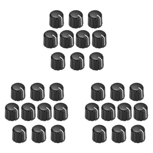 30 Stücke Potentiometer Steuerung Knobs für Elektrische Gitarre Volume Tone Knobs Schwarz D Typ 6mm