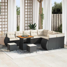 vidaXL Gartensofa-set 12 stk. 12-Sitzanzahl Schwarz und Creme