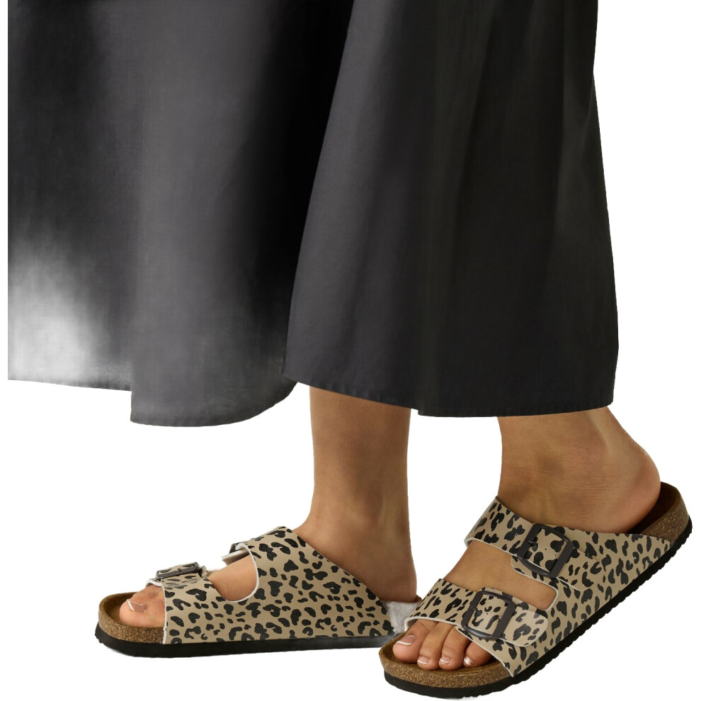 Regatta (4 Uk, Leopard Print) Womens Lady Mia Cork Wedge Summer Flip Flop Sandals - Abstract Floral