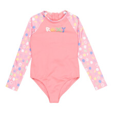 (4 Yrs, Plumeria) Roxy Kids Roxy Dot Onesie Long Sleeve Rash Vest