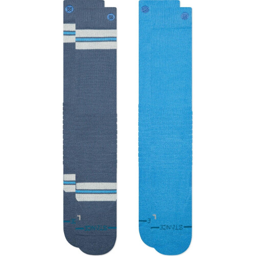 (L, Sea Blue) Stance Unisex Kaden Mid Poly 2 Pack Ski Socks