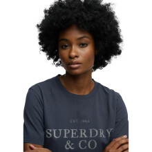 (10, Eclipse Navy) Superdry Womens Luxe Casual Relaxed Short Sleeve T-Shirt