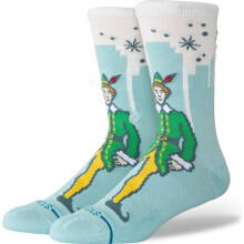 (L, Ice Blue) Stance Unisex Big City Elf Christmas Crew Socks