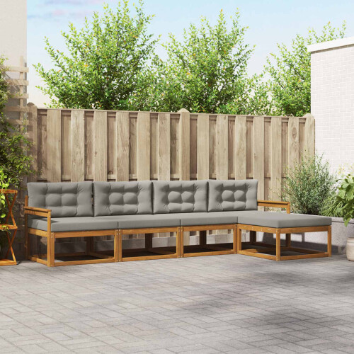 VidaXL vidaXL Outdoor-Sofagarnitur 5 stk. Natürlich und Hellgrau
