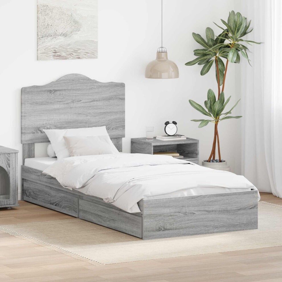 Vidaxl Storage Bed Grey Sonoma 100 X 200 Cm Engineered Wood