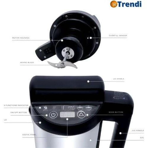 1.6L Soup Maker -6 Functions | Keep Warm | Stainless Steel | Auto Memory | 1040W 2