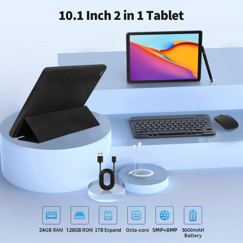10.1 inch Tablet Android 15 24GB RAM 128GB ROM Dual Camera WIFI Octa-Core Touch！ 2