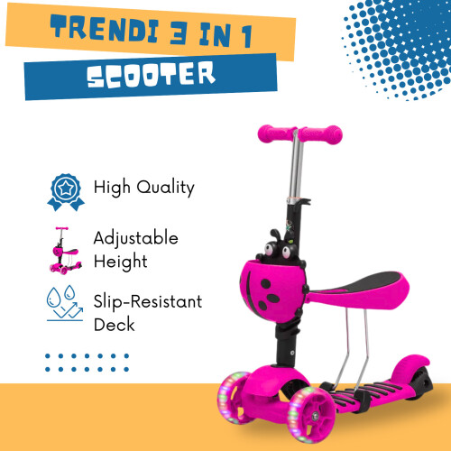 3-in-1 Kids Scooter with LED Light-Up Wheels – Adjustable Handlebar 1