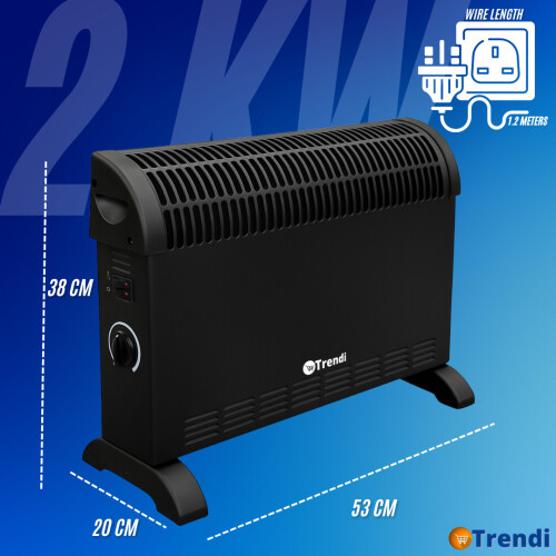 2 KW Convector Heater Wall Mounted or Standing | 3 Heating settings Black 1