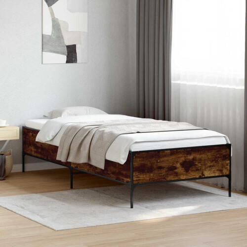 VidaXL vidaXL Bed Frame Smoke Oak 80 x 200 cm Engineered Wood