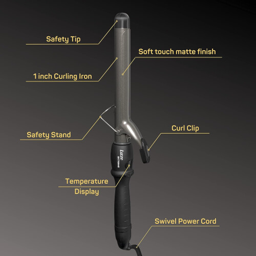 Lizze Professional Ionic Ceramic Curling Wand - 1 Inch Cell Clamp for Thick, Curling Ondular El Cabello 2