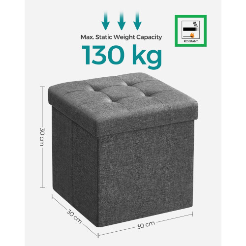 Storage Ottoman - Fabric - Dark Grey - Versatile Footrest and Storage Solution 2
