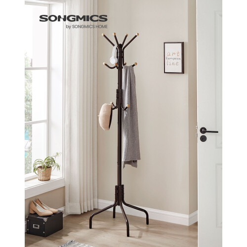 Coat Stand - Metal - Black - 12 Hooks, 4 Legs 1