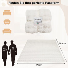 Kuscheldecke aus Kunstkaninchenfell, Beige, 178 x 203 cm