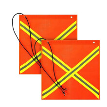 2 Pcs 18 X 18 Inch Safety Flag Mesh Weather Proof Warning Flag with Grommet and Bungee Cord and Reflective Strip