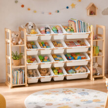 GALACTICA Kids Toy Storage Organiser Removable Bins Open Bookshelve 60.2"W