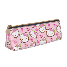 Hello Kitty skórzany piórnik trójkątny duża pojemność piórnik na zamek błyskawiczny wielofunkcyjna skórzana torba do przechowywania