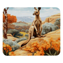 Bureauonderlegger Happy Kangaroo, kleine bureauonderlegger, gaming muismat, muismat met rubberen onderkant voor op het bureau, toetsenbord- en
