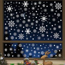 480 autocollants de Noël pour fenêtres, 8 feuilles de flocons de neige, décorations hivernales pour enfants