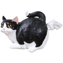 Distributeur de mouchoirs en résine en forme de fesses de chat, couvercle de boîte à mouchoirs carré chat tigré orange, accessoires de salle de