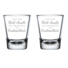 Set van 2 borrelglaasjes van 50 ml. De beste tantes worden gepromoveerd tot peetmoeder.