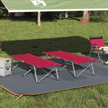 vidaXL Folding Camping Bed Folding 2 pcs Red 194 x 62.5 x 42.5 cm