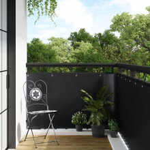 vidaXL Balcony Screen with Eyelets Black