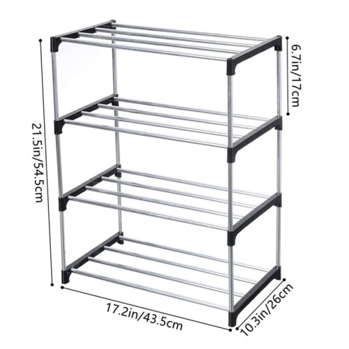 2X Stackable Small Shoe Rack, Entryway, Hallway and Closet Space Saving Storage and Organization (4-Tier, Black) 2