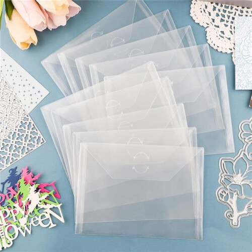 Envelopes Armazenamento 40 Unidades, 7x5 Polegadas, Envelopes Plástico Reutilizáveis, Bolsos, Saco Armazenamento para Carimbo Transparente, Cortes, 2