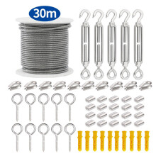 30M Garden Steel Wire Rope Set for Plant Support, Fencing & Outdoor Fixing