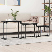 vidaXL Nesting Coffee Table 3 pcs Black oak Engineered wood