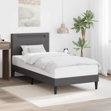 vidaXL Bed Frame with LED Strip Lights Grey 90 x 190 cm Faux Leather