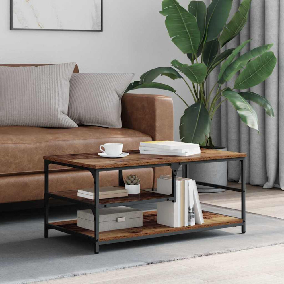 Vidaxl Coffee Table Old Wood 90 X 49 X 40 Cm Engineered Wood
