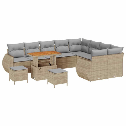 VidaXL vidaXL Gartensofa-set 12 stk. 12-Sitzanzahl Beige und Hellgrau 1