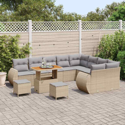 VidaXL vidaXL Gartensofa-set 12 stk. 12-Sitzanzahl Beige und Hellgrau 2