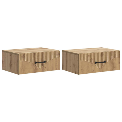 VidaXL vidaXL Wall-Mounted Bedside Cabinet 2 pcs Artisan Oak Engineered Wood