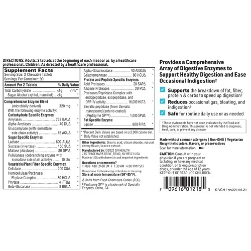 Klaire Labs Vital-Zymes Digestive Enzymes Chewable 180 Tablets 1