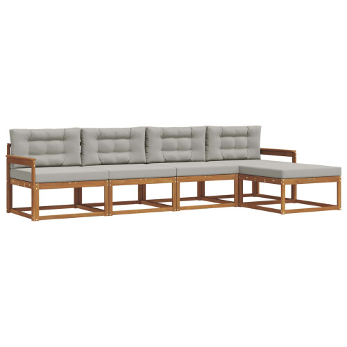VidaXL vidaXL Outdoor-Sofagarnitur 5 stk. Natürlich und Hellgrau 1