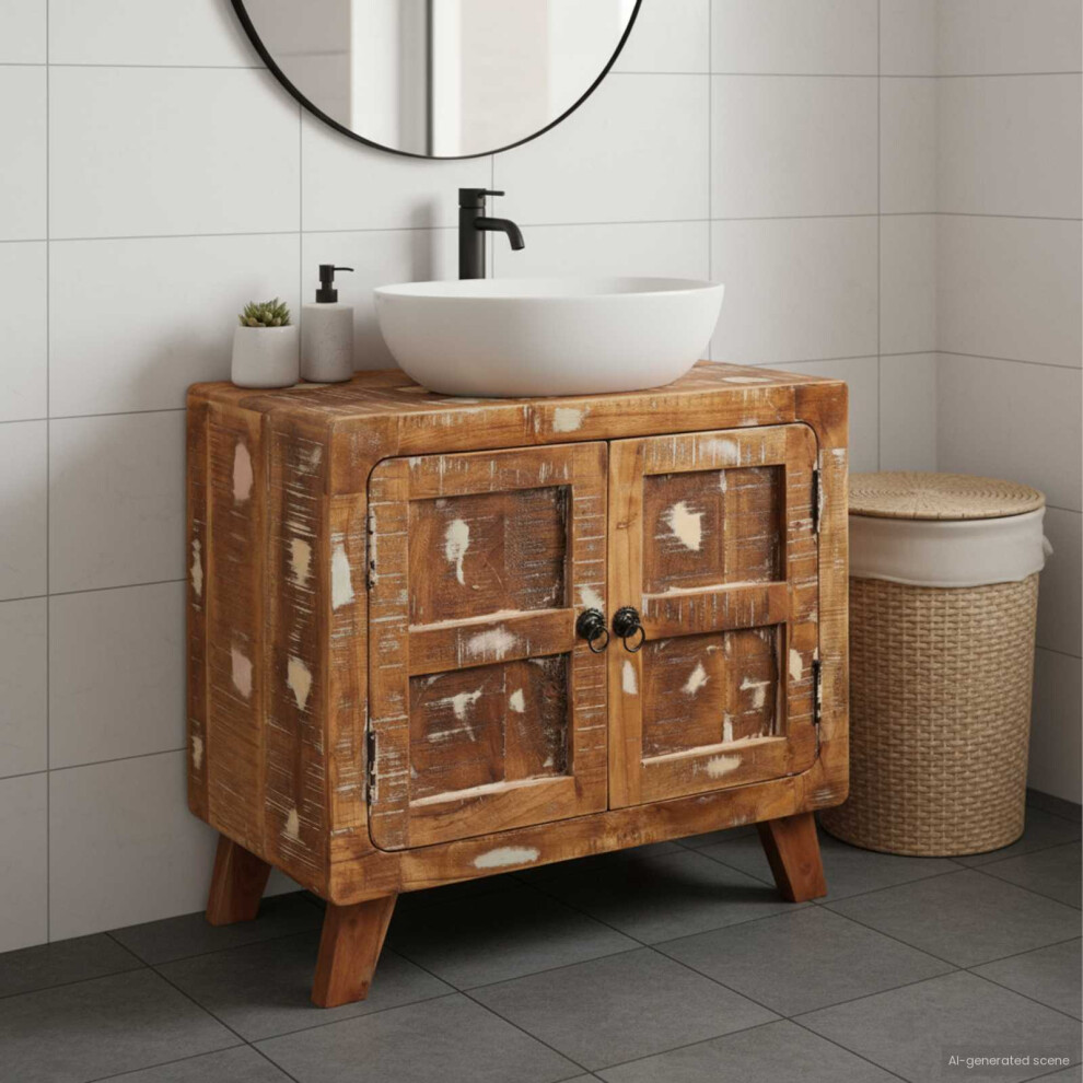 Vidaxl Bathroom Cabinet Solid Reclaim Wood And Engineered Wood